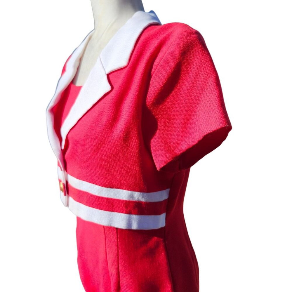 Vintage Karlie & Company Women’s 5/6 Red Striped Dress Preppy Collared USA Made - Picture 6 of 9